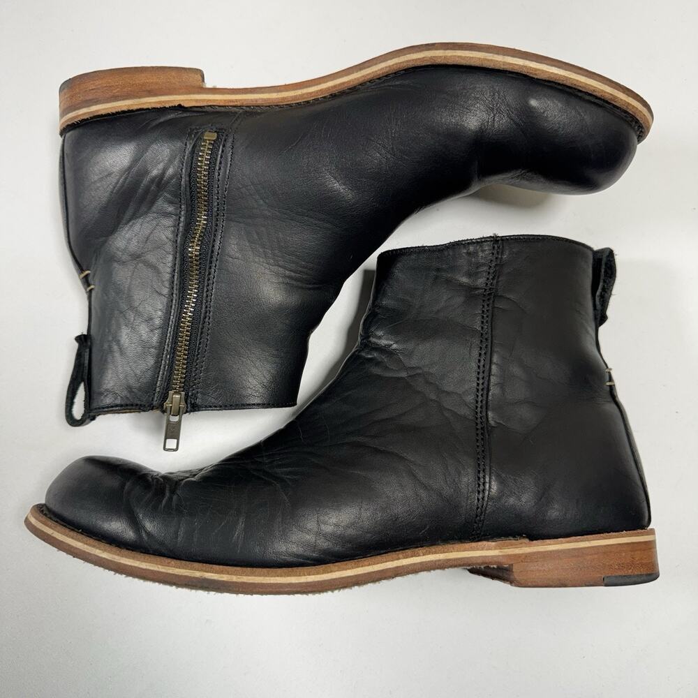 HELM Men’s Black Leather Zip Ankle Boots 11M USA Made Minimalist Core - Picture 3 of 9